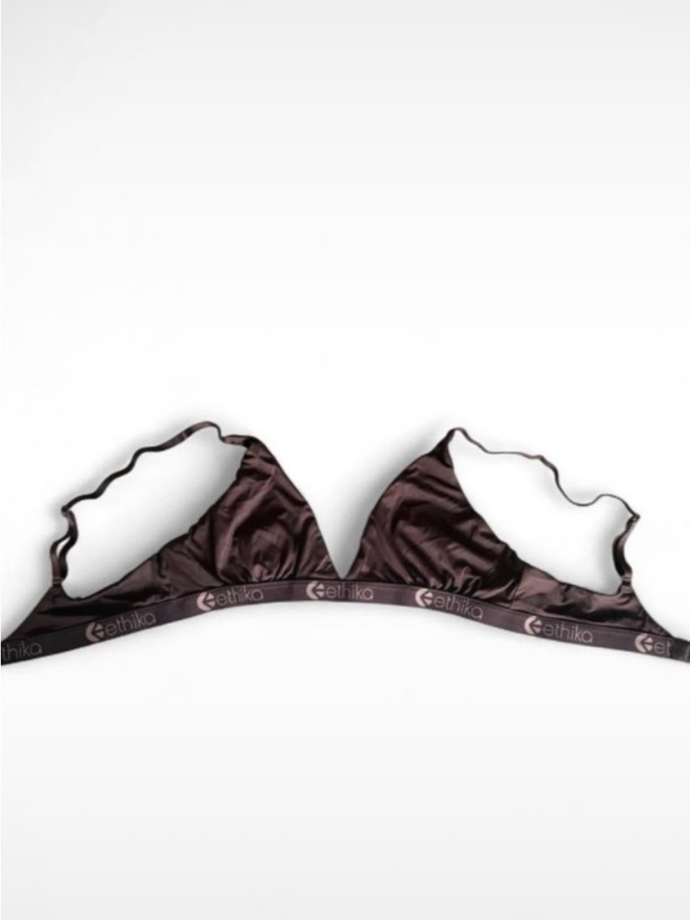 ethika Satin Triangle Bralette in Deep Brown